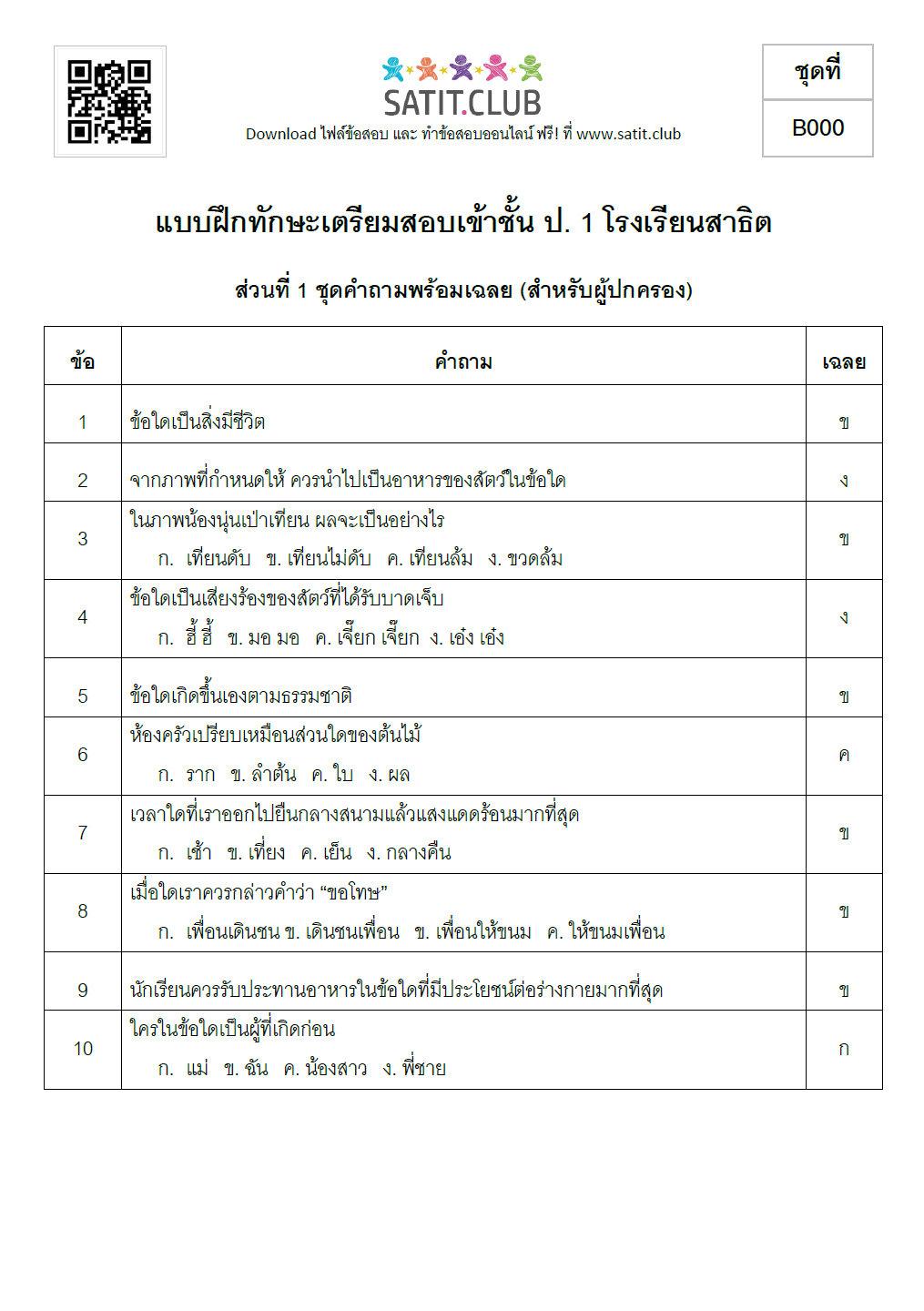 ตัวอย่างแนวข้อสอบสาธิต 5